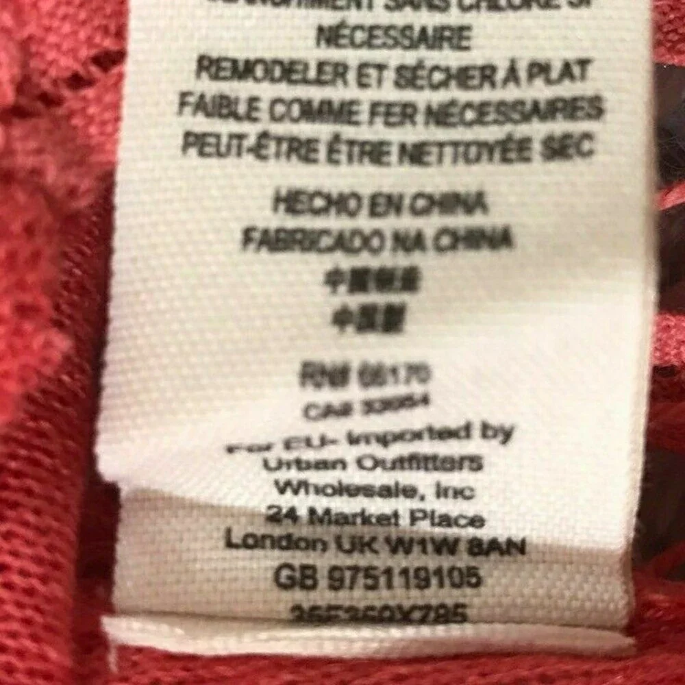 Free People Top‎ S orange/coral oversize sheer lace sides boho Linen Blend mesh